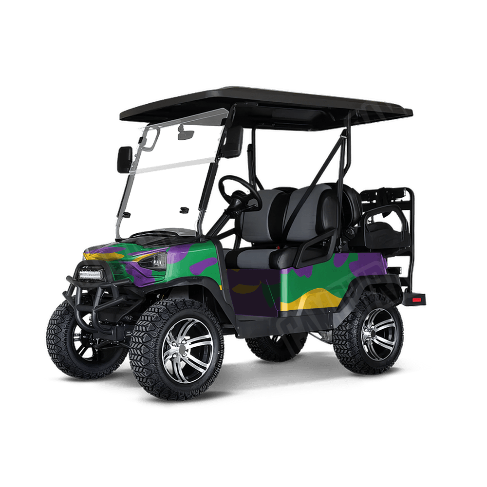 Jumbo Classic Mardi Gras Golf Cart Camo Vinyl Wrap