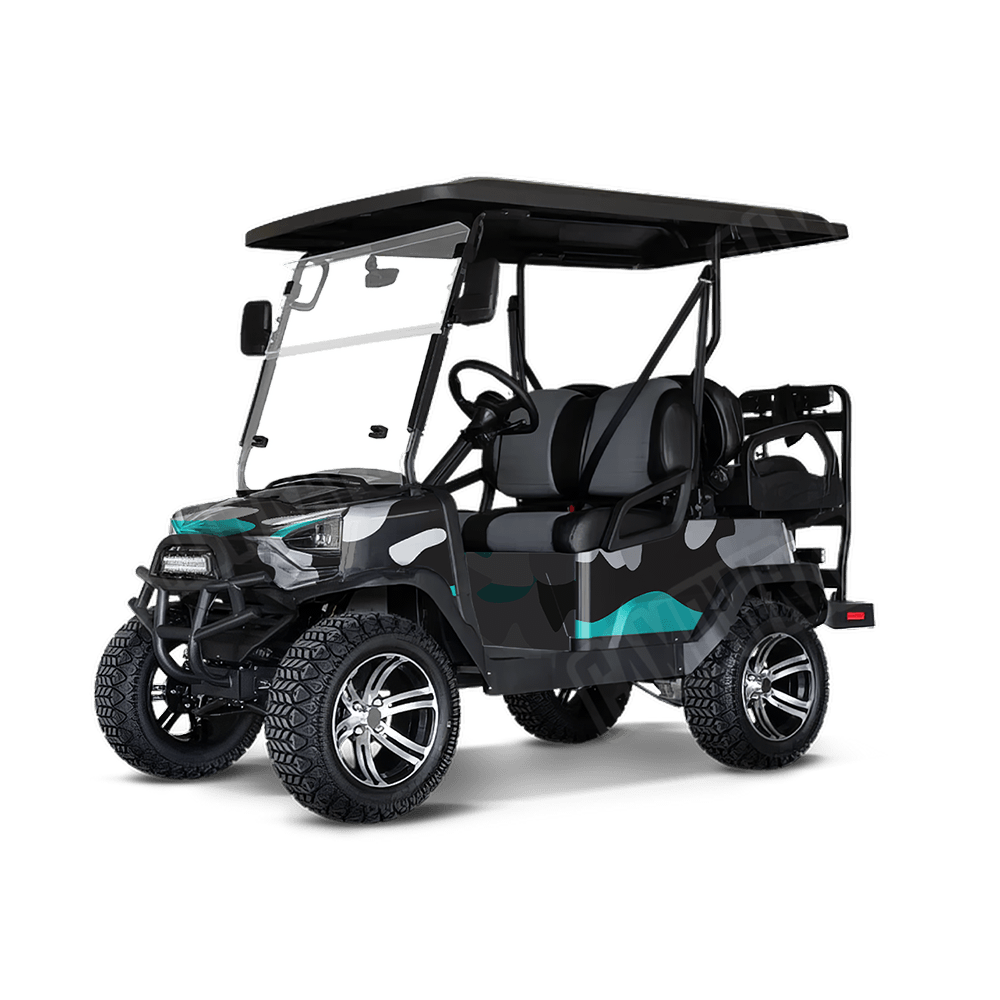 Jumbo Classic Tiffany Blue Tiger Golf Cart Camo Vinyl Wrap