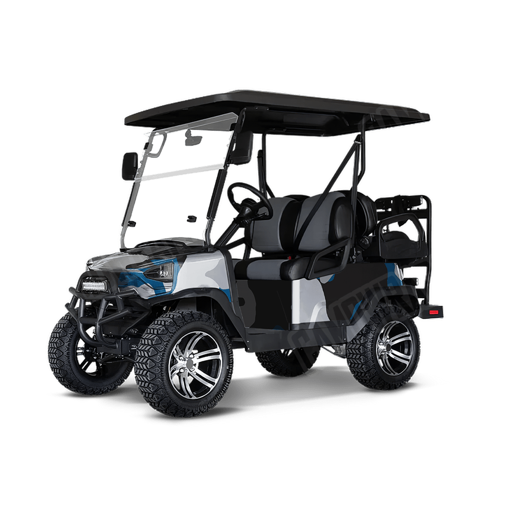 Jumbo Cumulus Blue Tiger Golf Cart Camo Vinyl Wrap