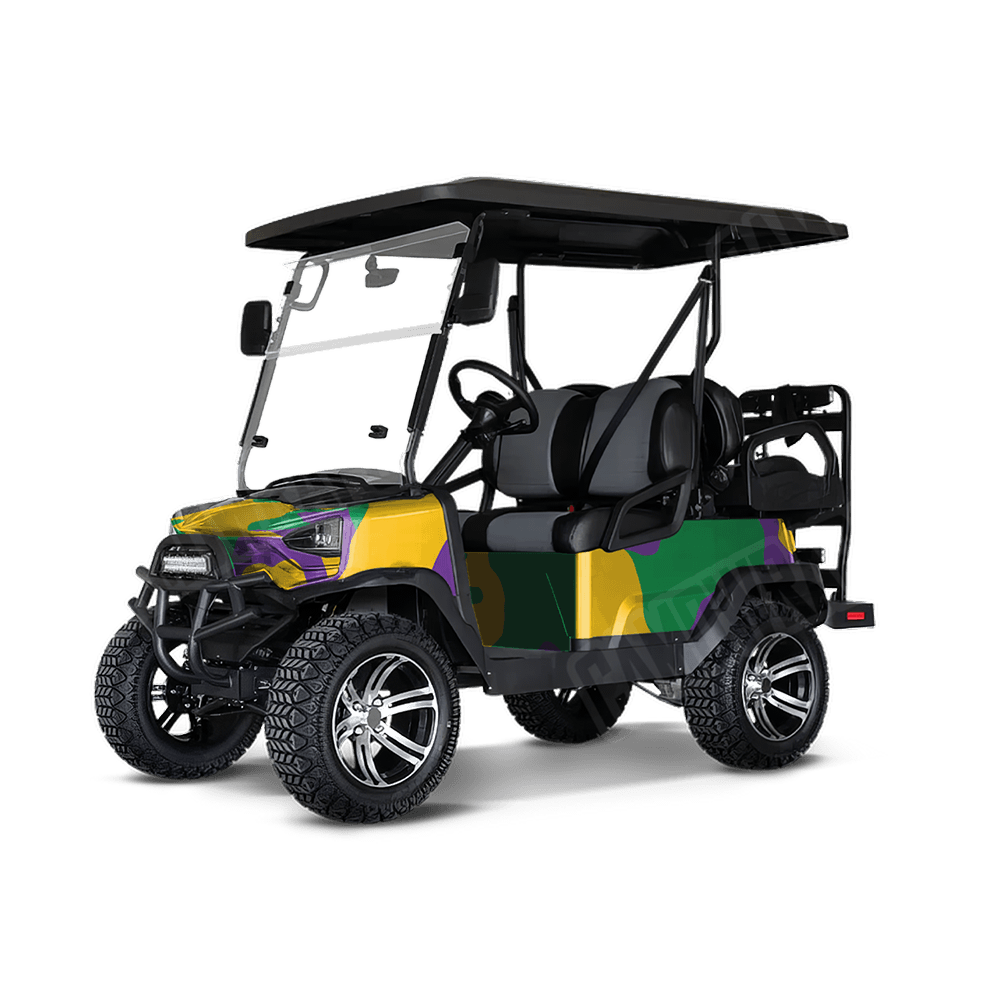 Jumbo Cumulus Mardi Gras Golf Cart Camo Vinyl Wrap