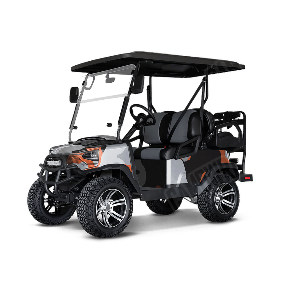 Jumbo Cumulus Orange Tiger Golf Cart Camo Vinyl Wrap
