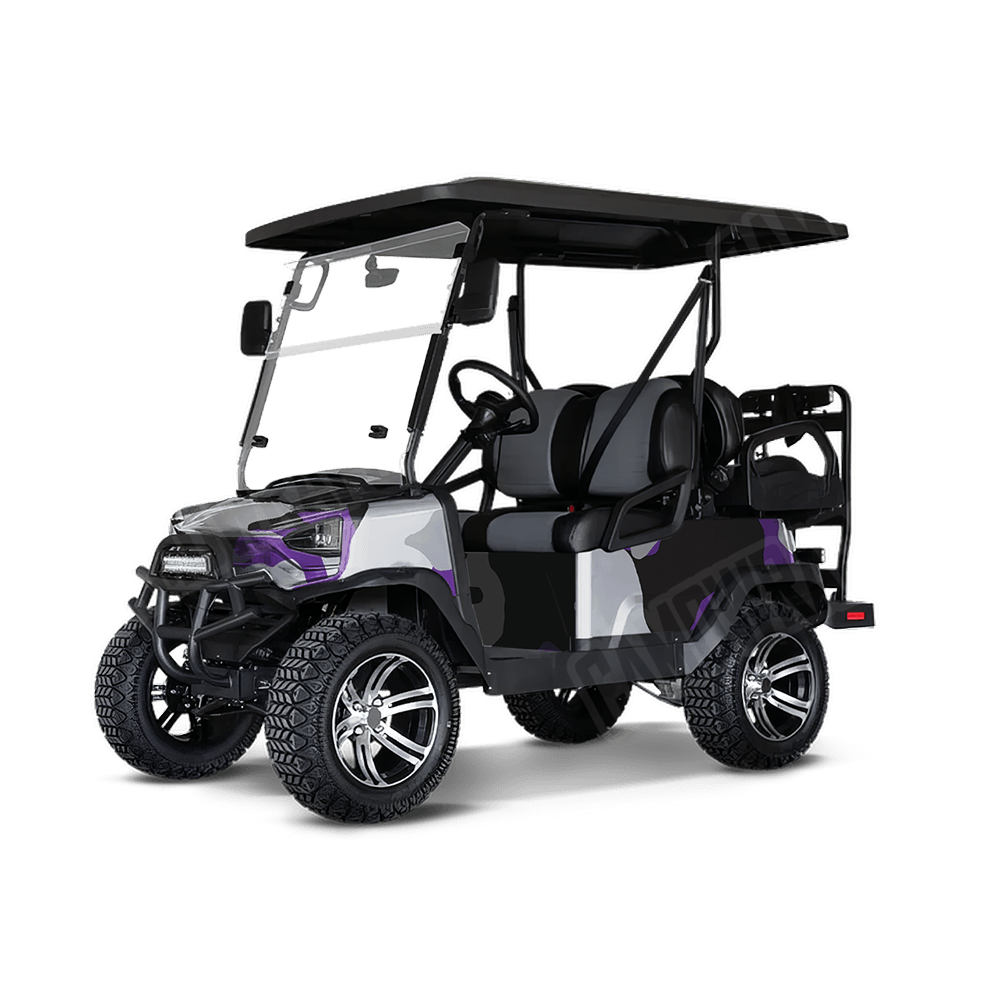 Jumbo Cumulus Purple Tiger Golf Cart Camo Vinyl Wrap
