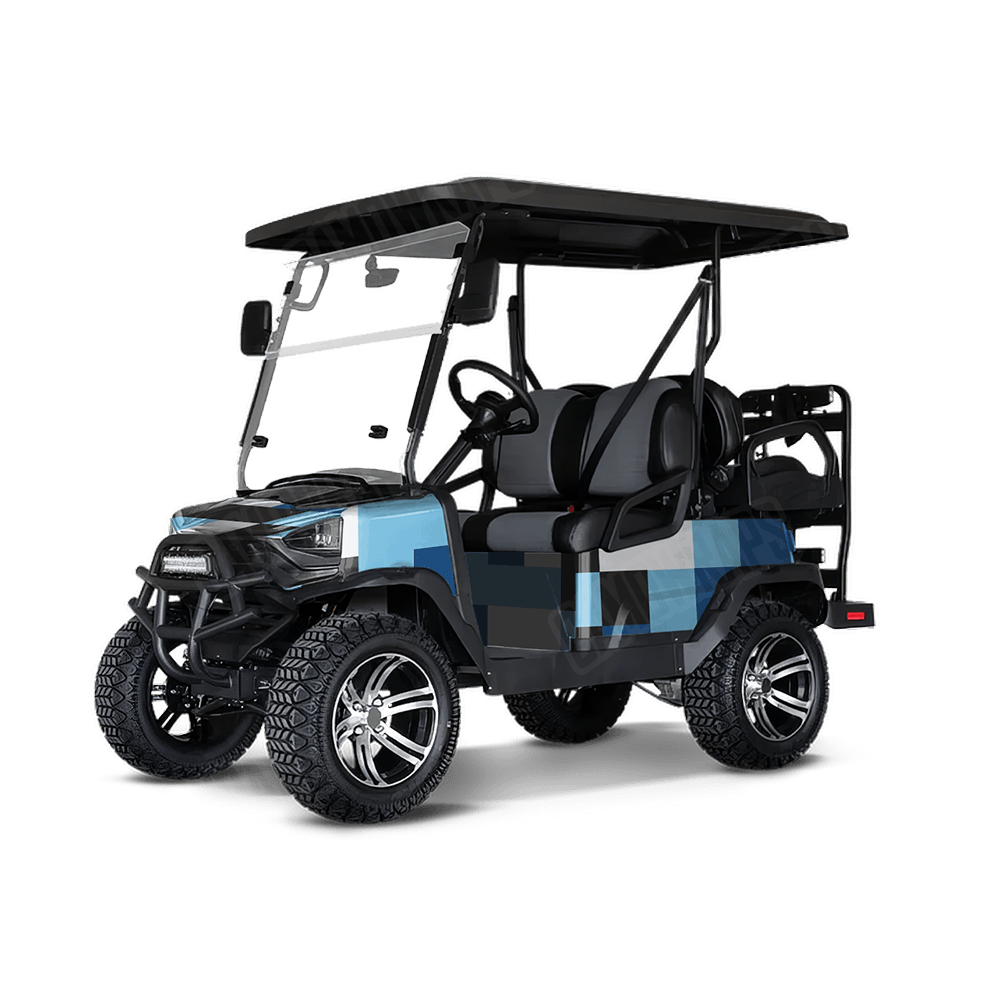 Pixel Baby Blue Golf Cart Wraps