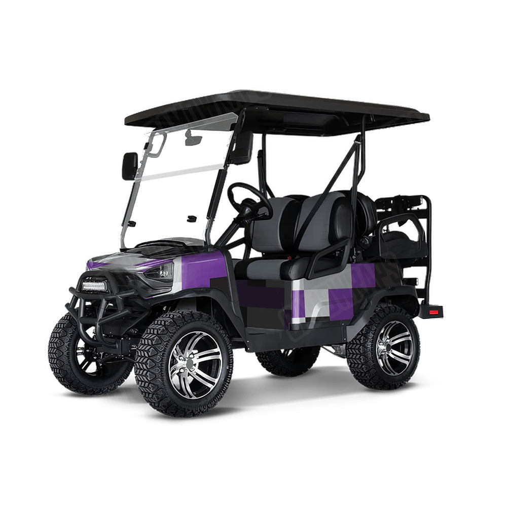 Pixel Purple Tiger Golf Cart Wraps