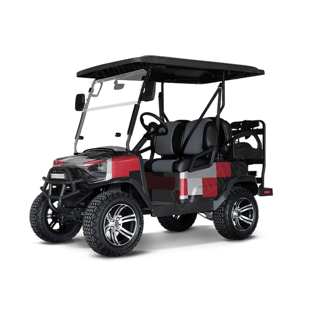 Pixel Red Tiger Golf Cart Wraps