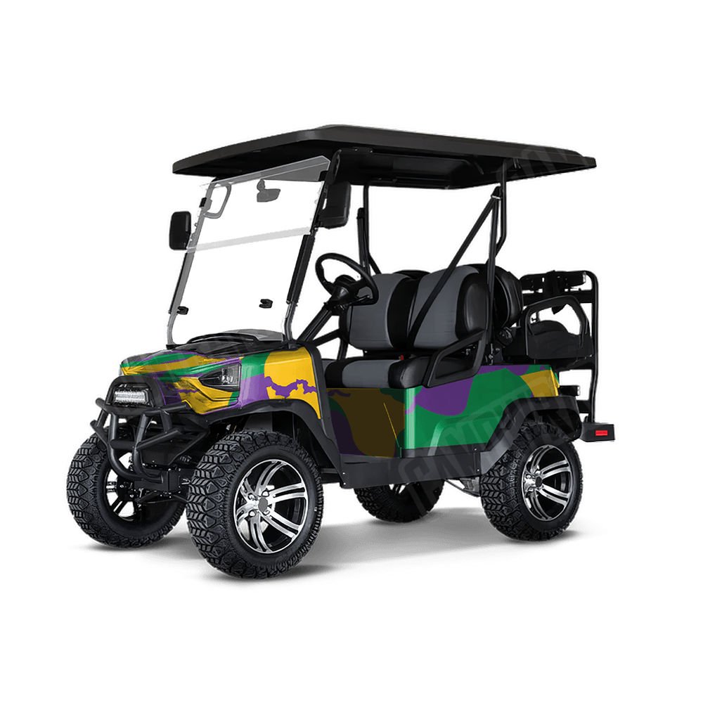 Jumbo Ragged Mardi Gras Golf Cart Camo Vinyl Wrap
