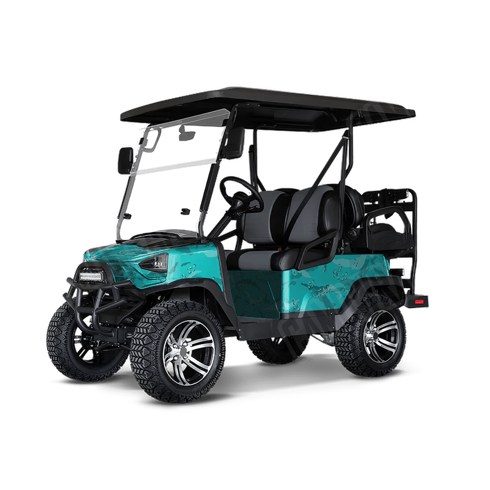 Large Battle Storm Elite Tiffany Blue Golf Cart Camo Vinyl Wrap