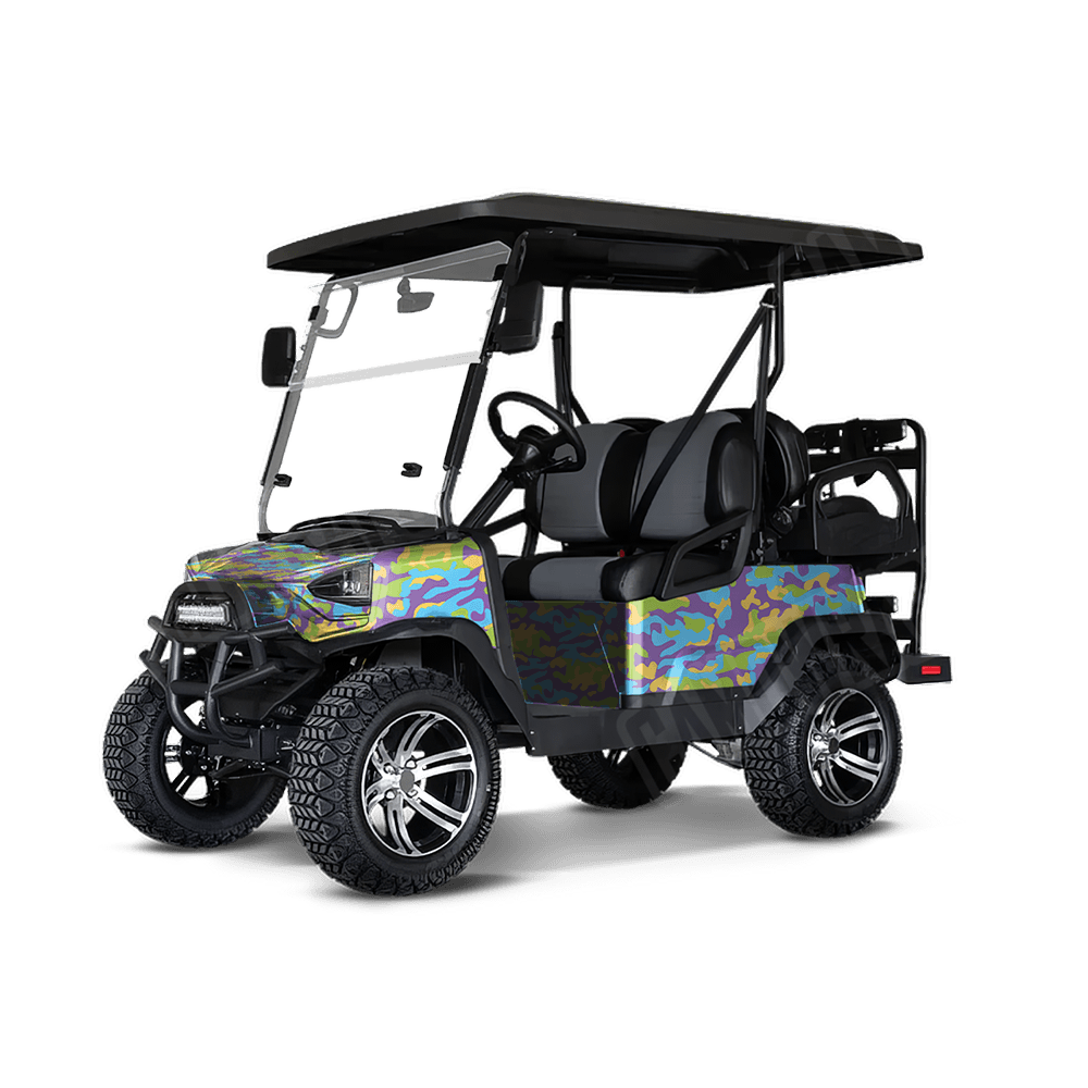 Large Classic Carnival Golf Cart Camo Vinyl Wrap