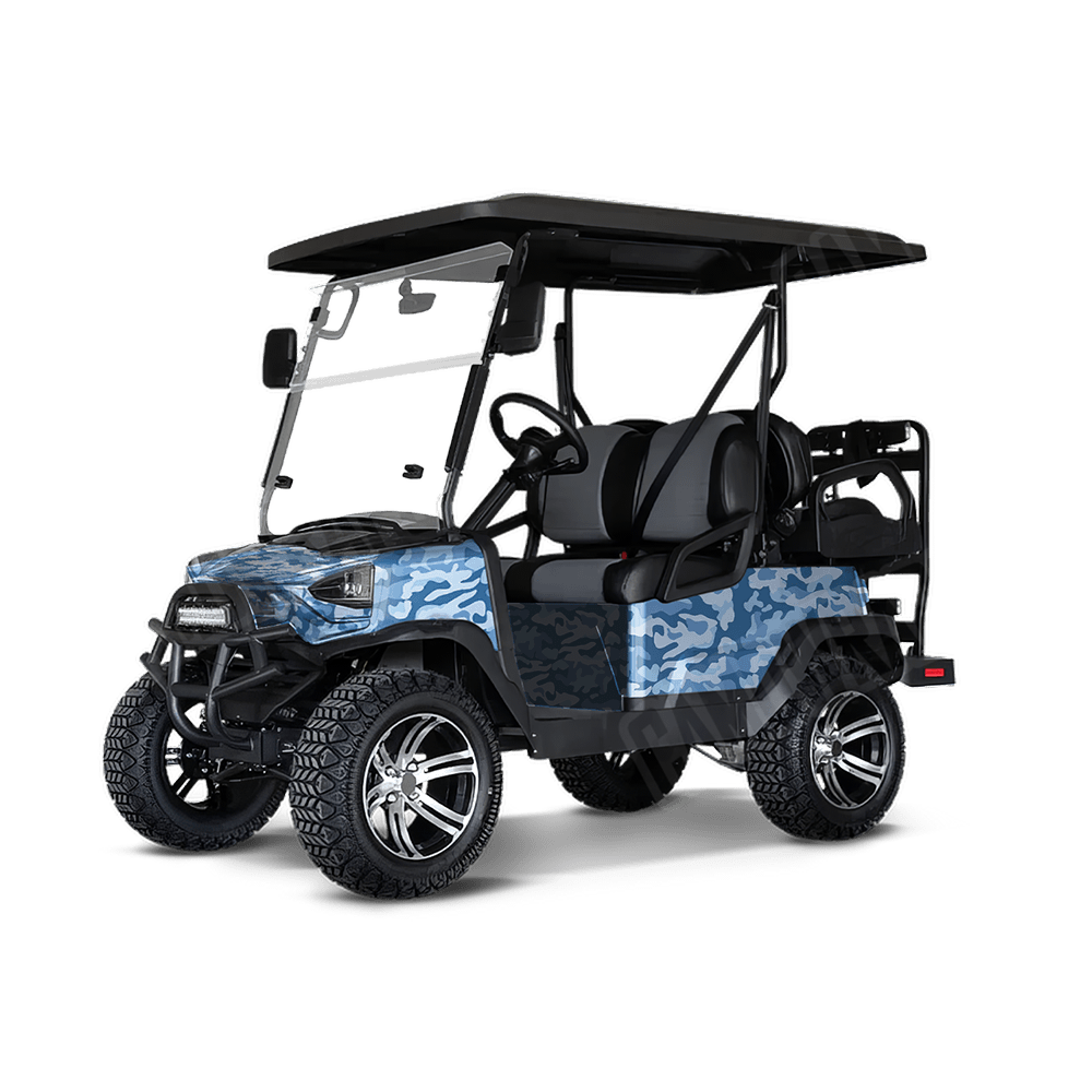 Large Classic Cool Blue Golf Cart Camo Vinyl Wrap