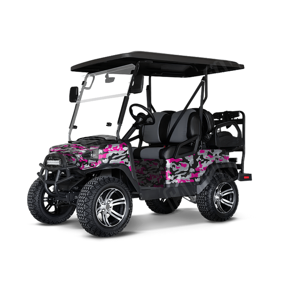 Large Classic Magenta Tiger Golf Cart Camo Vinyl Wrap