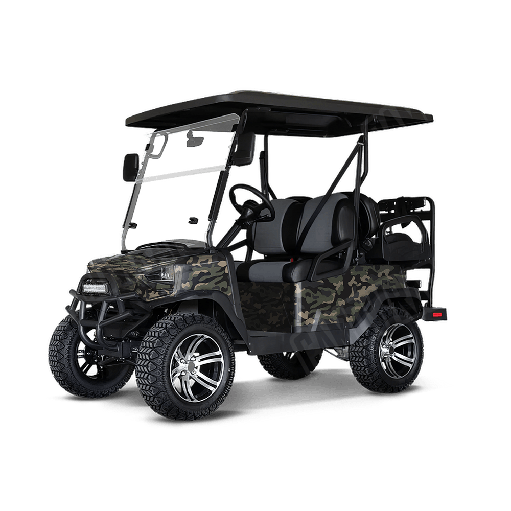 Large Classic Militant Charcoal Golf Cart Camo Vinyl Wrap