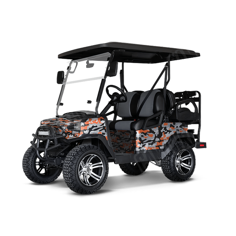 Large Classic Orange Tiger Golf Cart Camo Vinyl Wrap