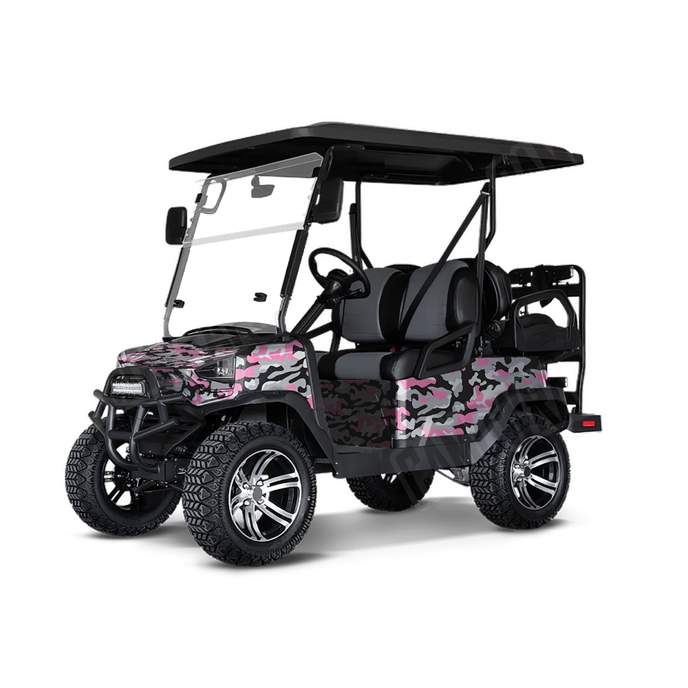 Large Classic Pink Tiger Golf Cart Camo Vinyl Wrap