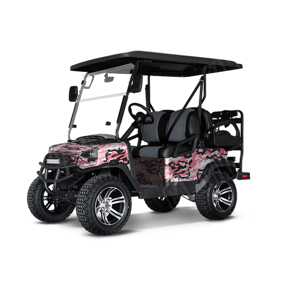 Large Classic Pink Golf Cart Camo Vinyl Wrap