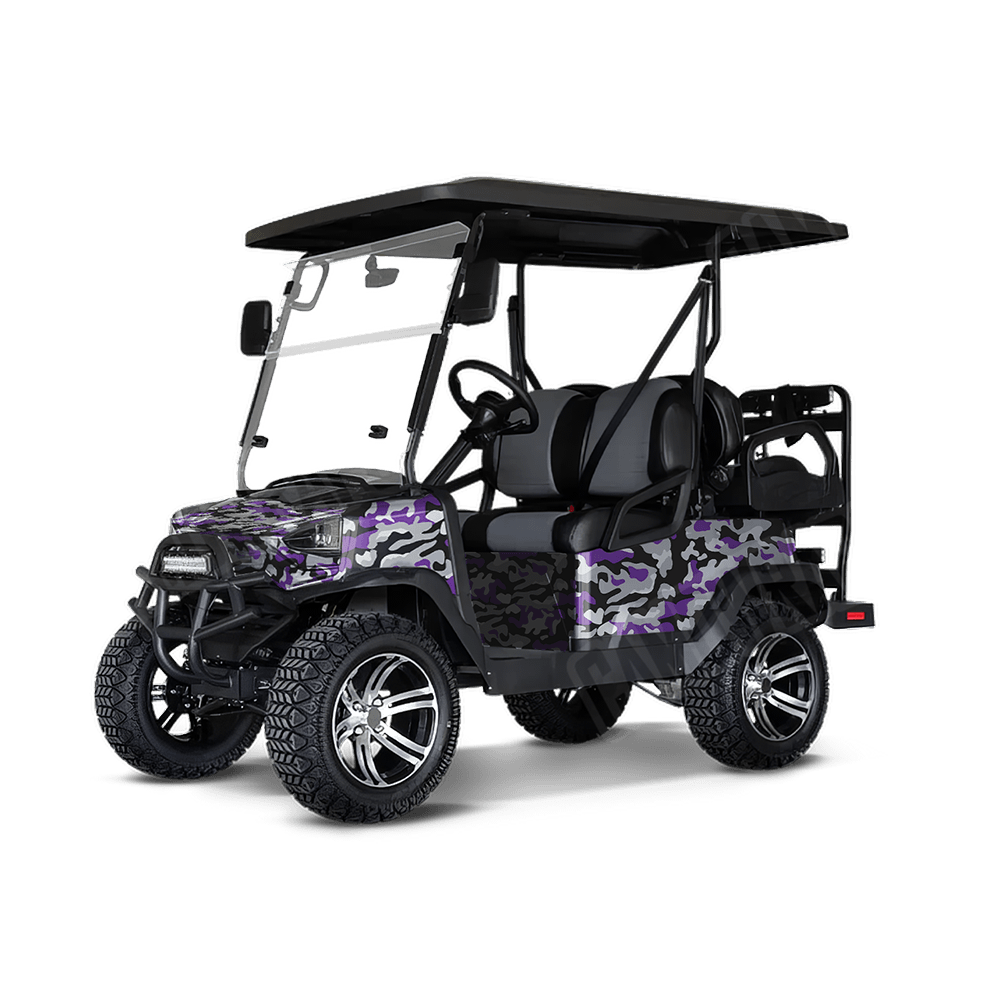 Large Classic Purple Tiger Golf Cart Camo Vinyl Wrap