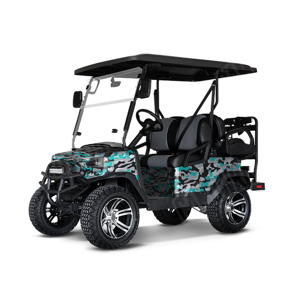 Large Classic Tiffany Blue Tiger Golf Cart Camo Vinyl Wrap