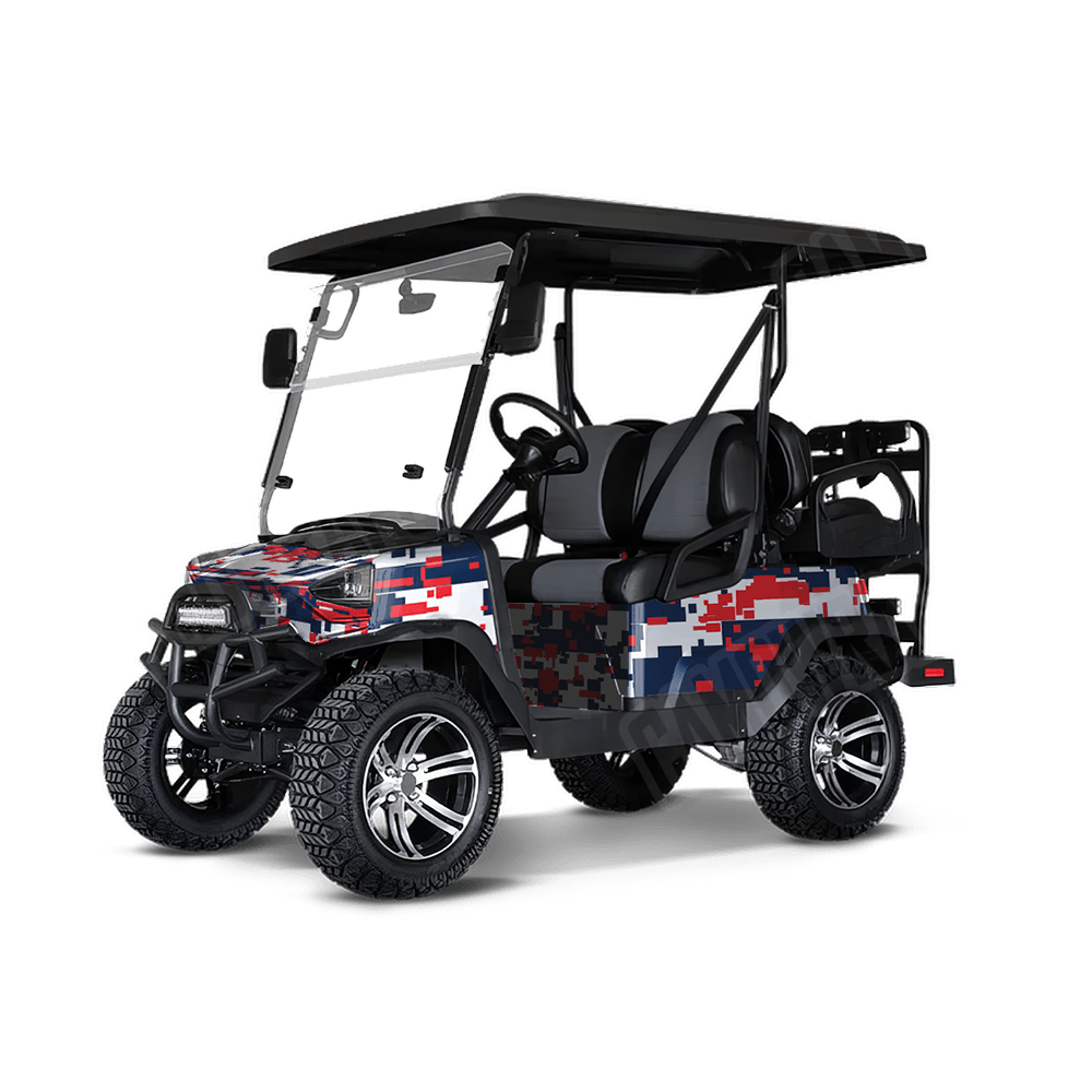 Large Digital America Golf Cart Camo Vinyl Wrap