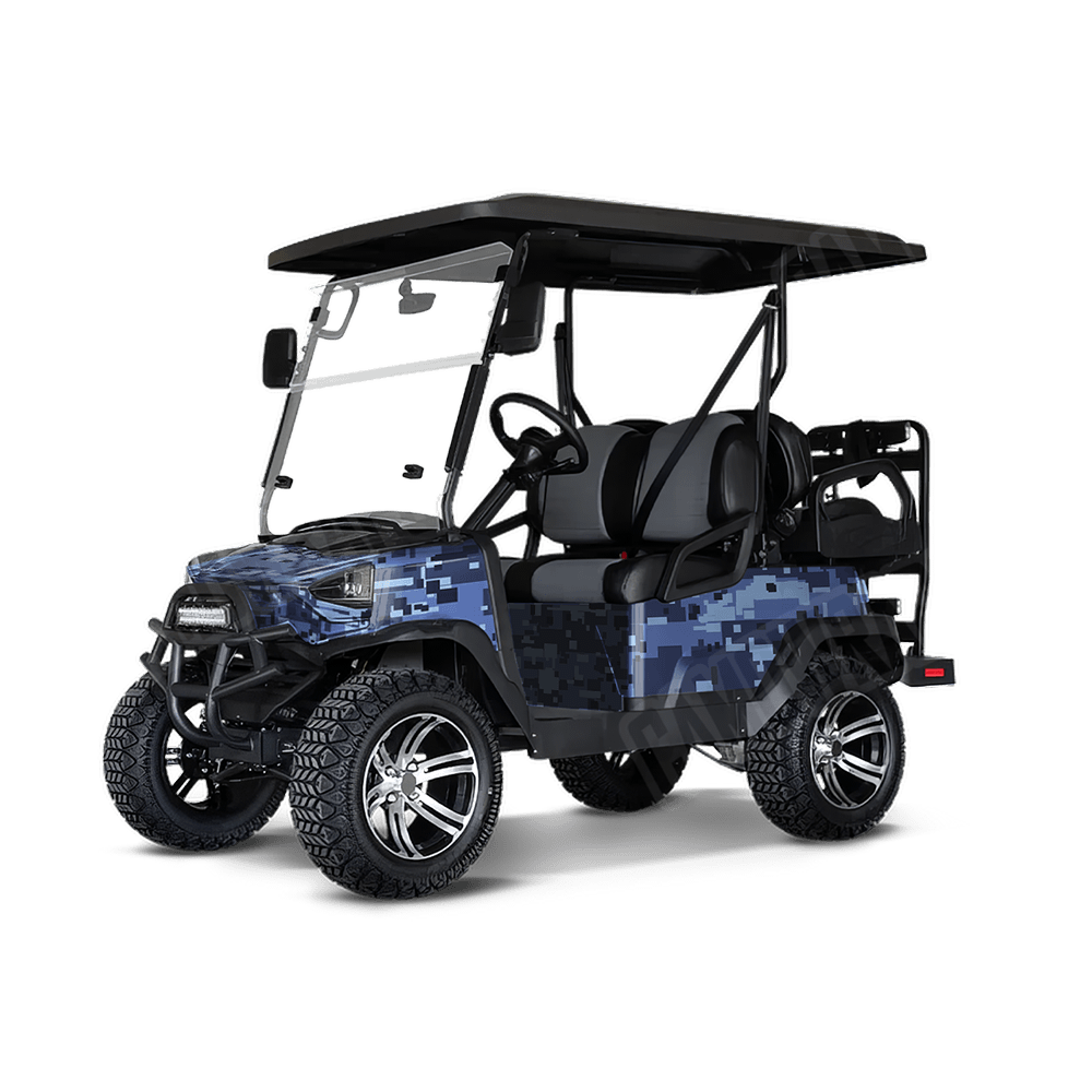 Large Digital Blue Urban Night Golf Cart Camo Vinyl Wrap