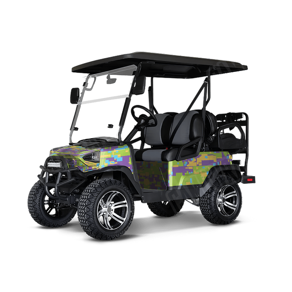 Large Digital Carnival Golf Cart Camo Vinyl Wrap