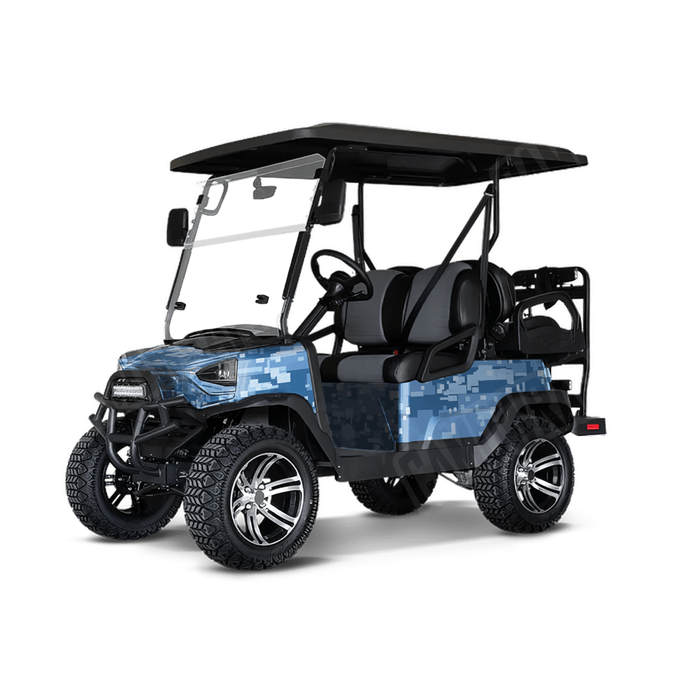 Large Digital Cool Blue Golf Cart Camo Vinyl Wrap