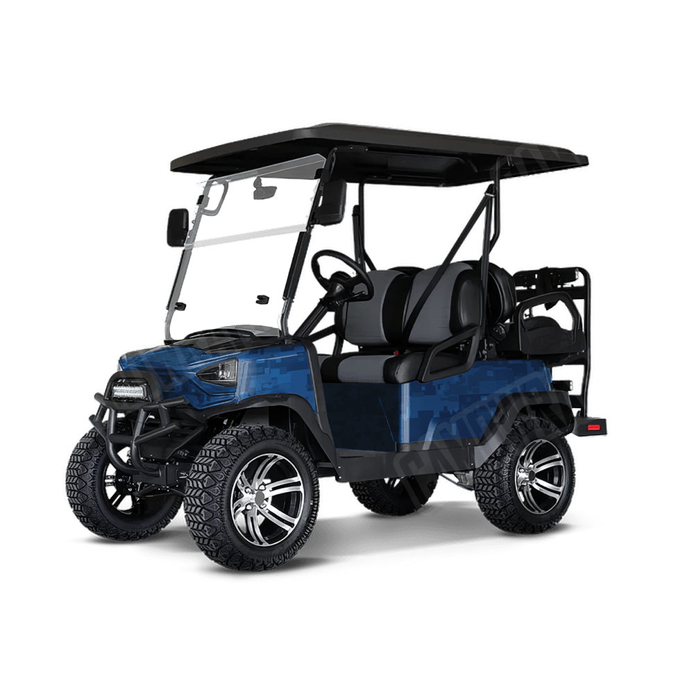 Large Digital Elite Blue Golf Cart Camo Vinyl Wrap