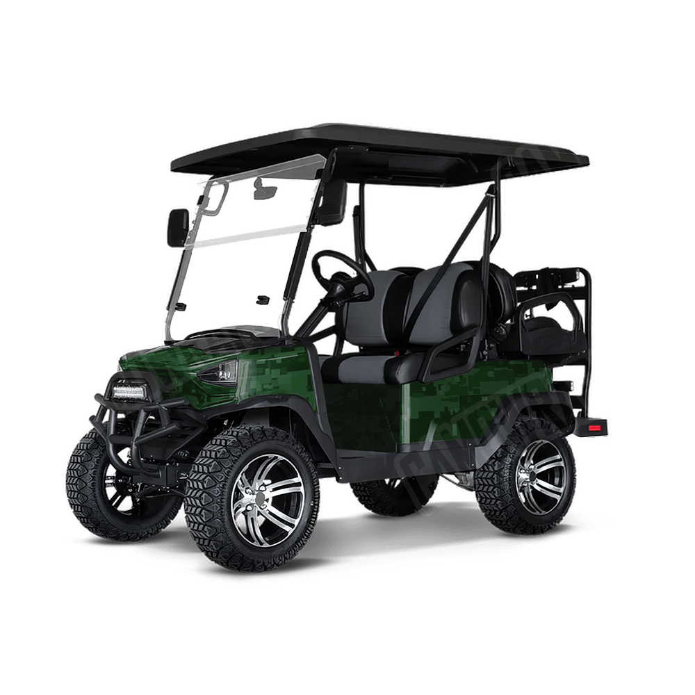 Large Digital Elite Green Golf Cart Camo Vinyl Wrap