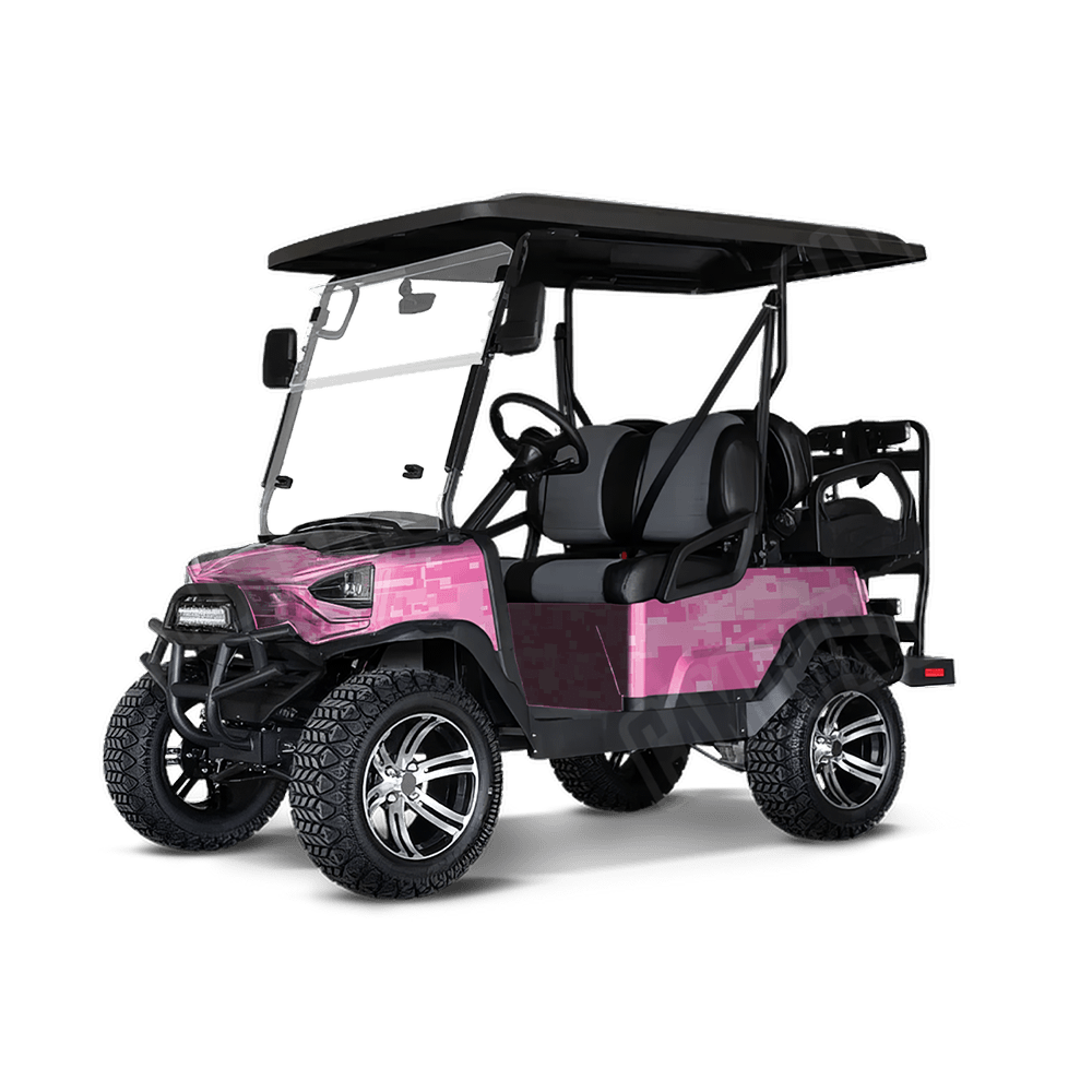 Large Digital Elite Pink Golf Cart Camo Vinyl Wrap
