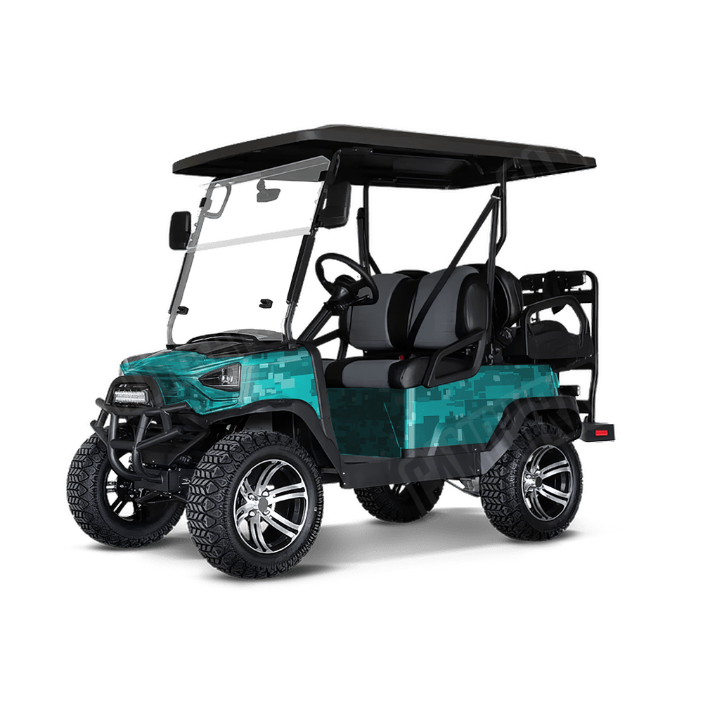 Large Digital Elite Tiffany Blue Golf Cart Camo Vinyl Wrap