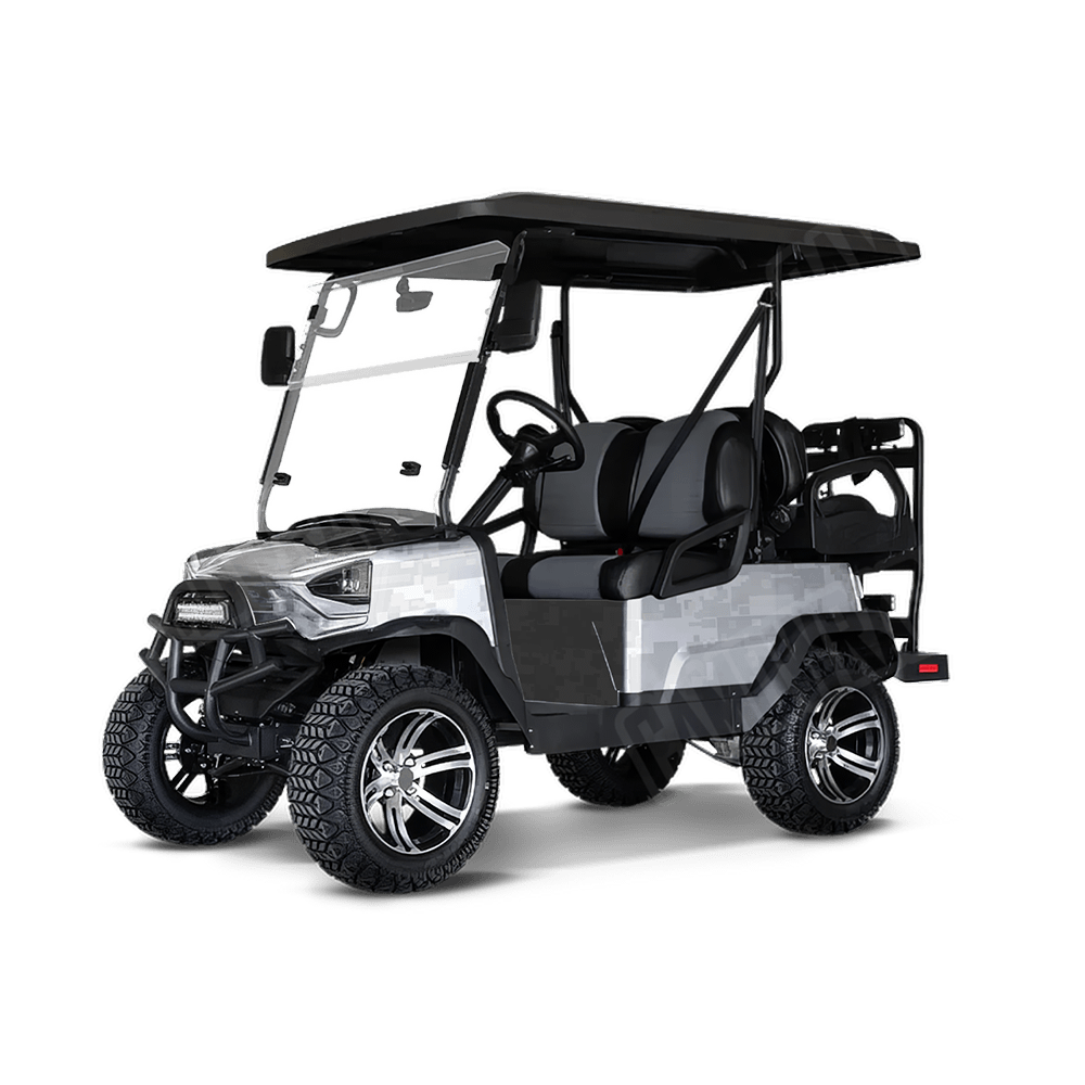 Large Digital Elite White Golf Cart Camo Vinyl Wrap