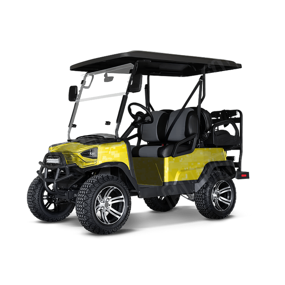 Large Digital Elite Yellow Golf Cart Camo Vinyl Wrap
