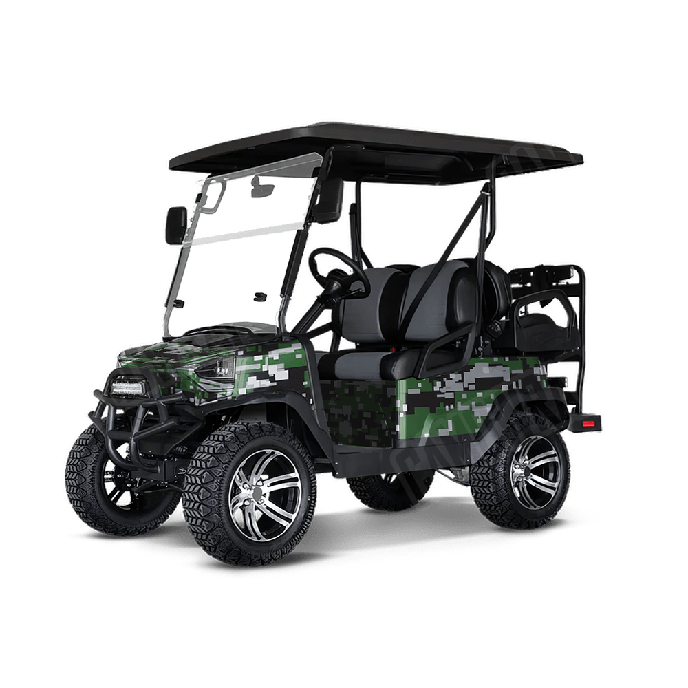 Large Digital Green Tiger Golf Cart Camo Vinyl Wrap
