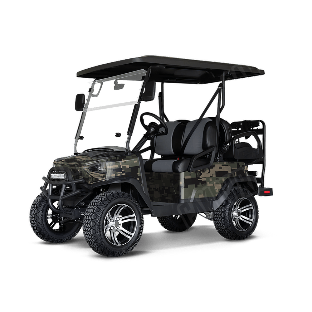 Large Digital Militant Green Golf Cart Camo Vinyl Wrap