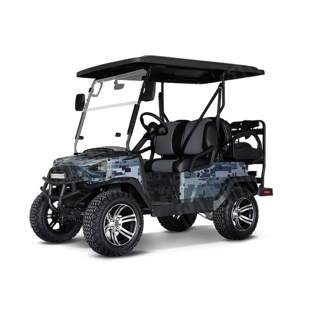 Large Digital Navy Golf Cart Camo Vinyl Wrap