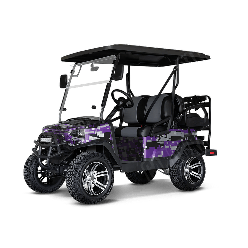 Large Digital Purple Tiger Golf Cart Camo Vinyl Wrap