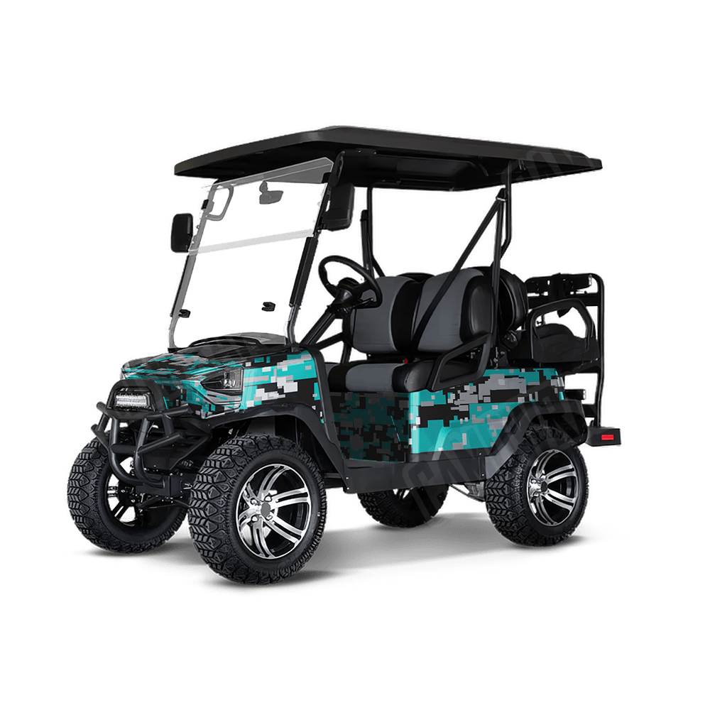 Large Digital Tiffany Blue Tiger Golf Cart Camo Vinyl Wrap