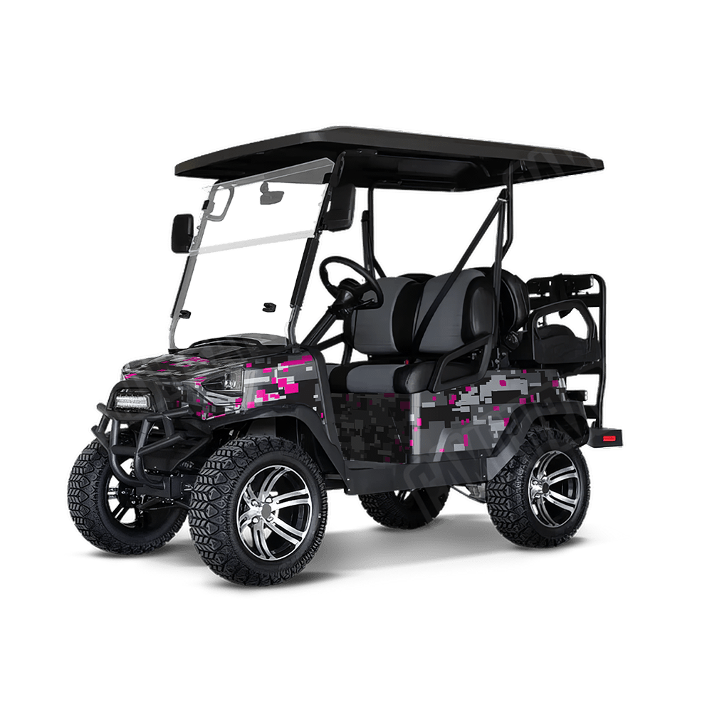 Large Digital Urban Magenta Golf Cart Camo Vinyl Wrap