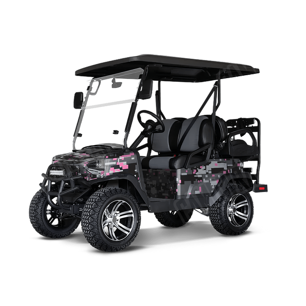 Large Digital Urban Pink Golf Cart Camo Vinyl Wrap