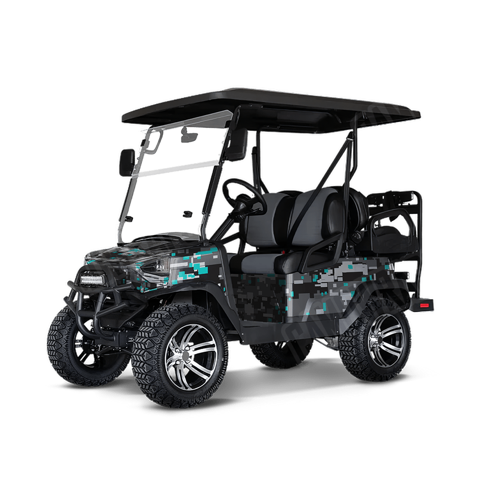 Large Digital Urban Tiffany Blue Golf Cart Camo Vinyl Wrap