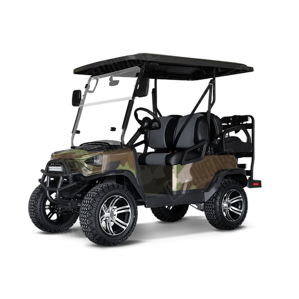 Large Nemesis Woodlands Wolf Camo Golf Cart Vinyl Wrap