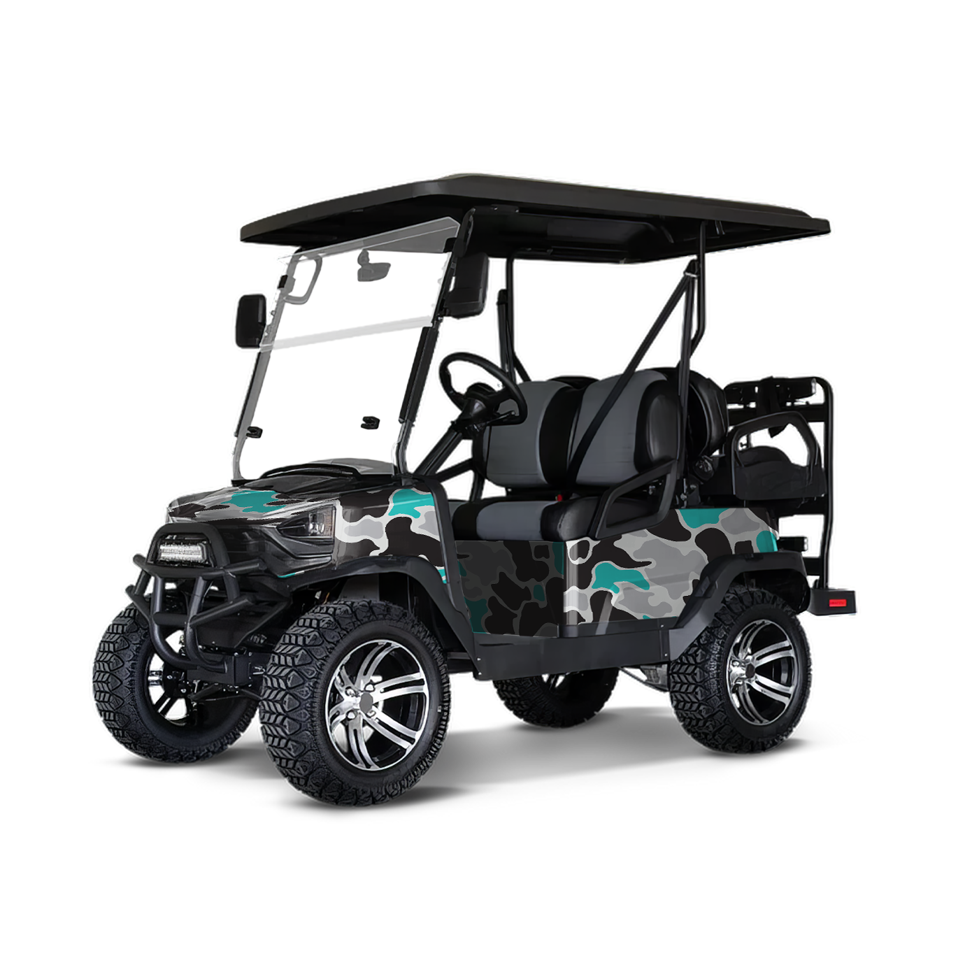 Old School Duck Tiffany Blue Tiger Golf Cart Wraps