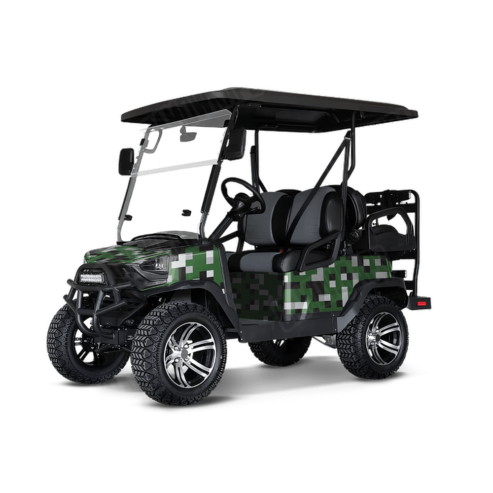 Pixel Green Tiger Golf Cart Wraps