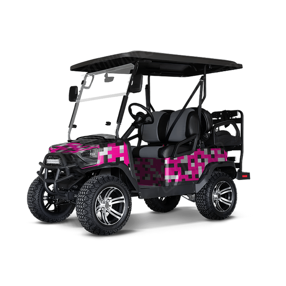 Pixel Magenta Tiger Golf Cart Wraps