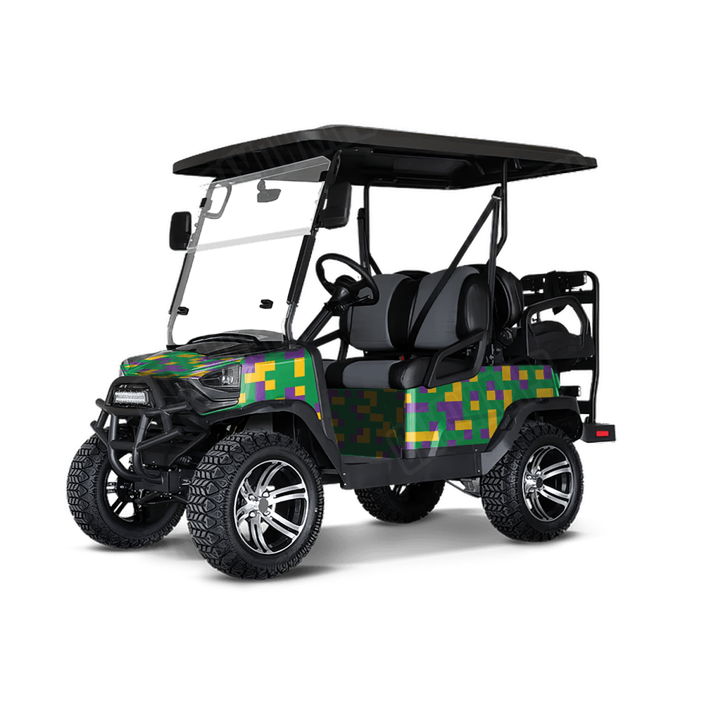 Pixel Mardi Gras Golf Cart Wraps