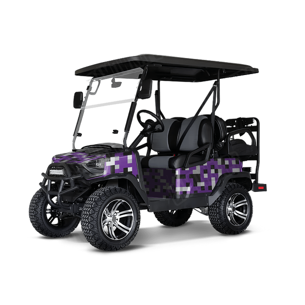 Pixel Purple Tiger Golf Cart Wraps