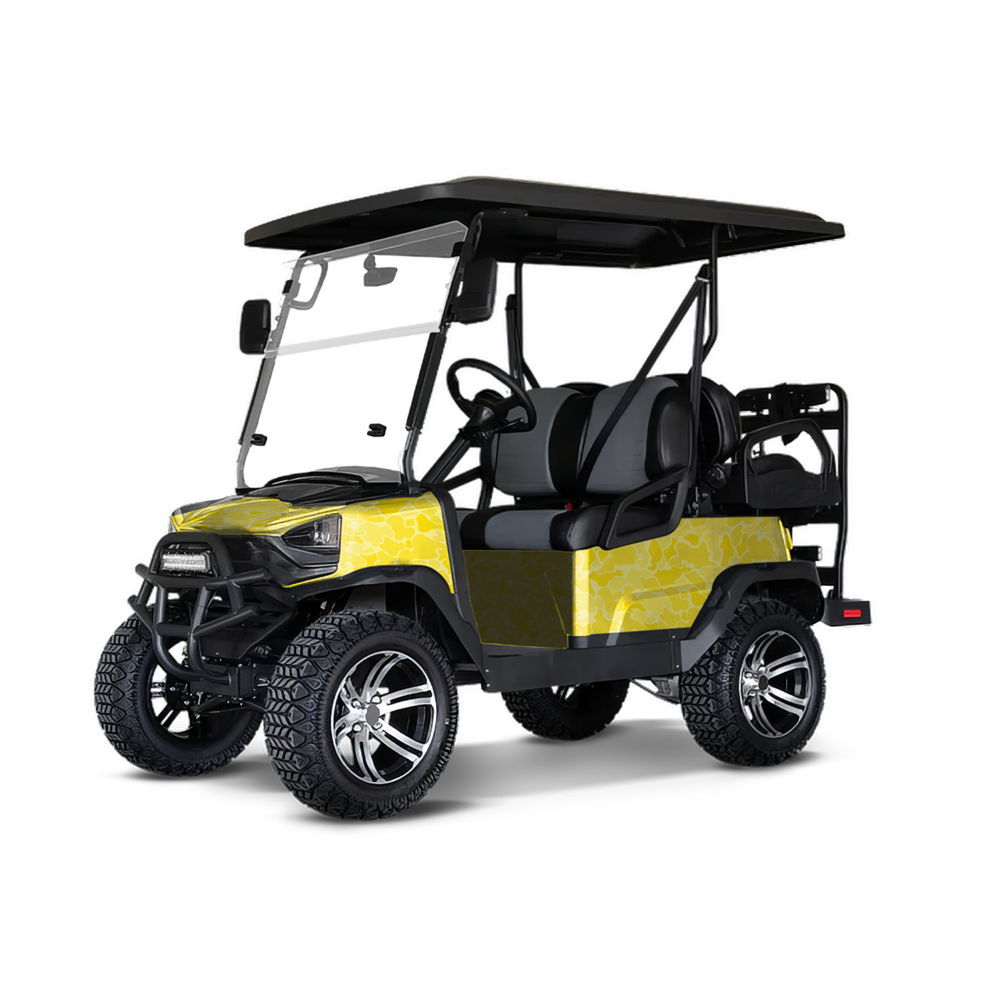 Old School Duck Elite Yellow Golf Cart Wraps