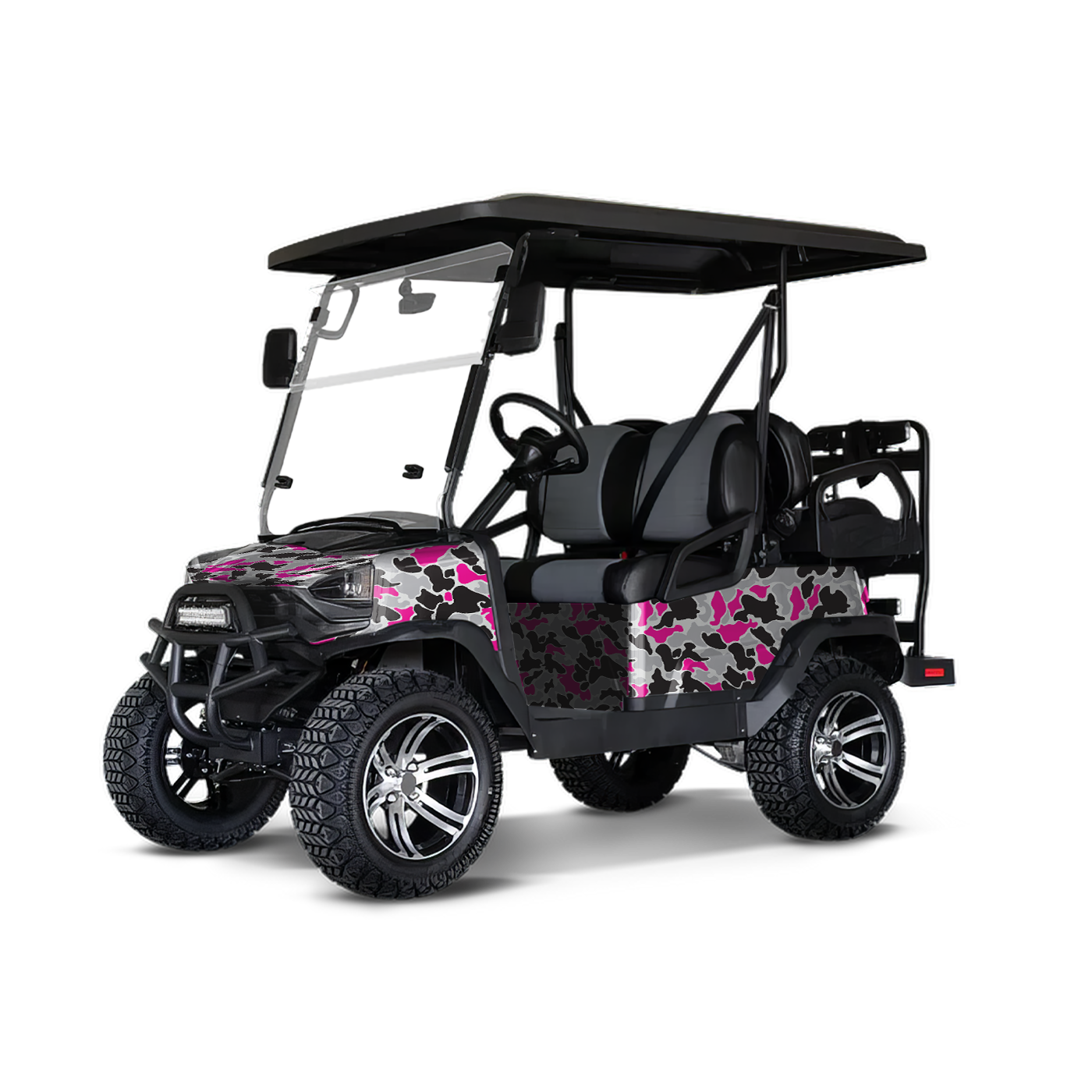 Old School Duck Magenta Tiger Golf Cart Wraps