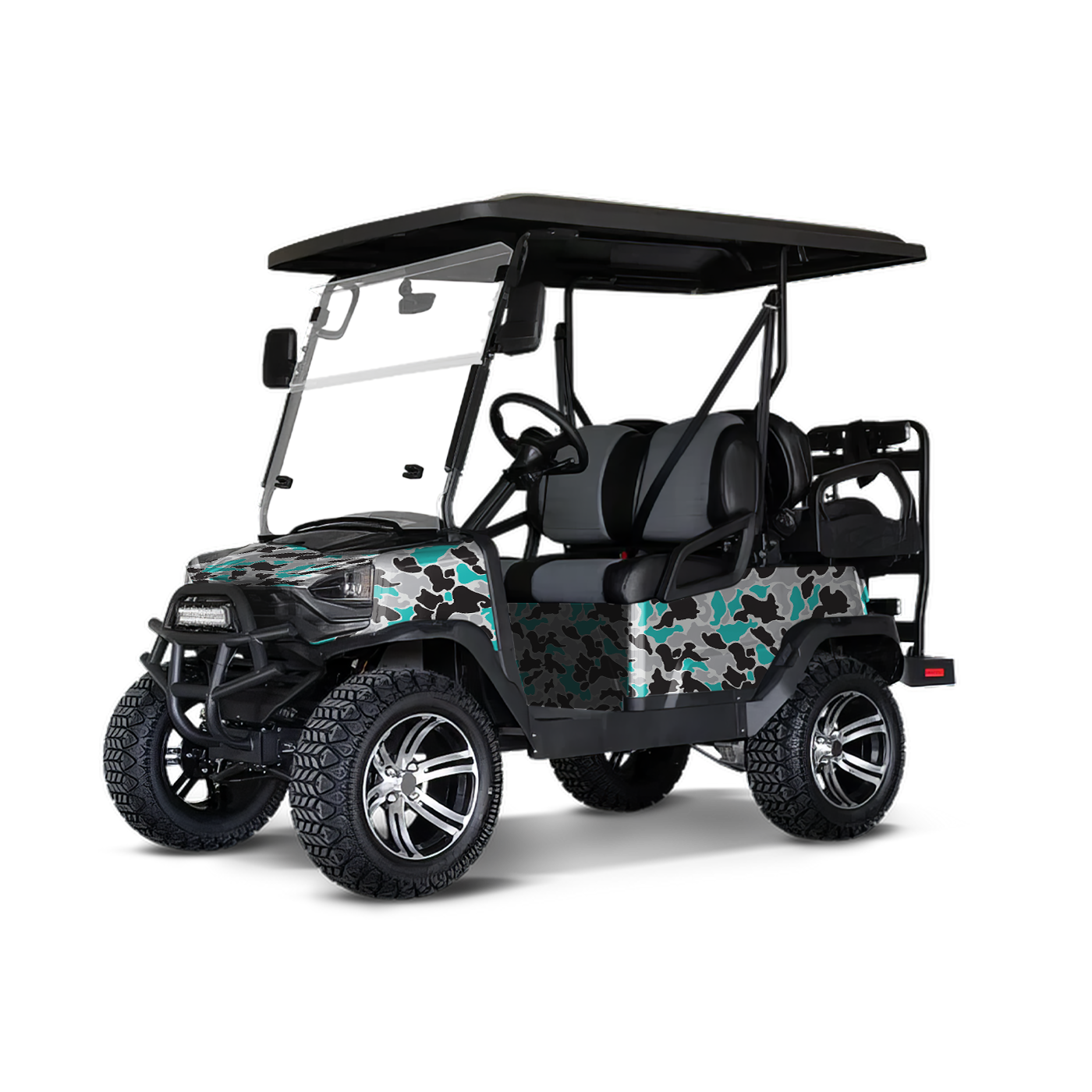 Old School Duck Tiffany Blue Tiger Golf Cart Wraps