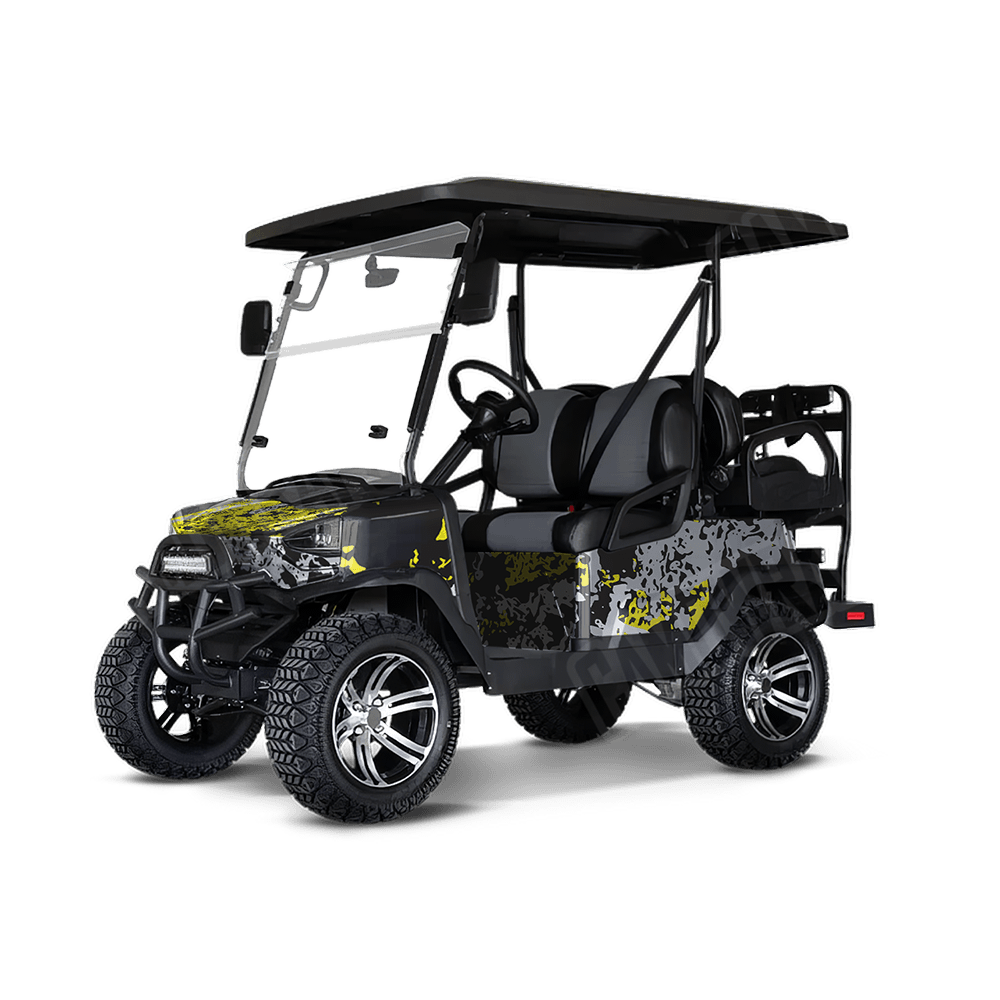 Pasted Yellow Tiger Golf Cart Camo Vinyl Wrap