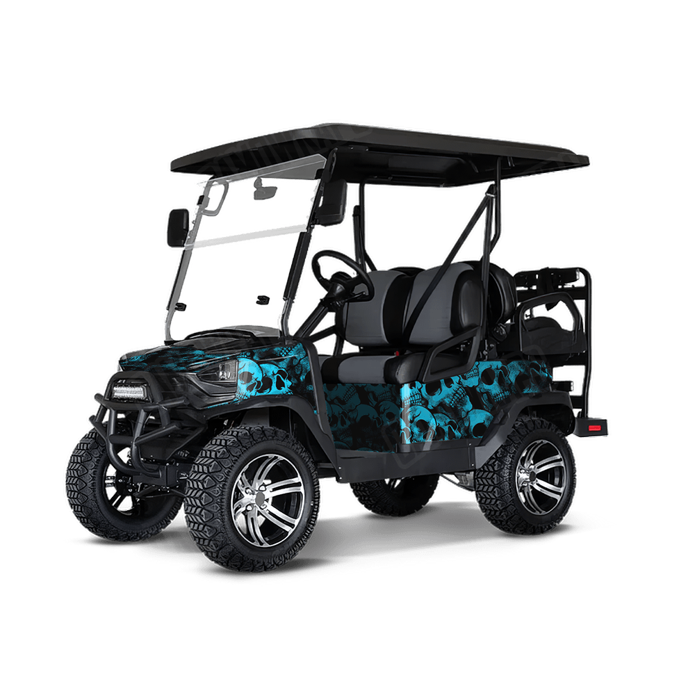 Skull Cyan Golf Cart Wraps
