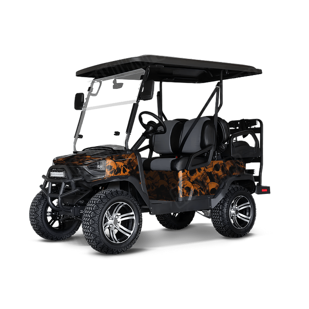 Skull Orange Golf Cart Wraps